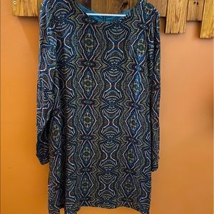 PrAna CeCe Paisley Shift Dress Long Sleeve